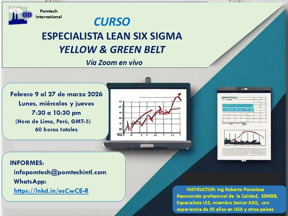 Presentamos nuestro próximo curso ESPECIALISTA LEAN SIX SIGMA , que empezará el 9 de febrero de 2026. Este curso, aborda los niveles Yellow & Green Belt, y por lo tanto se oodrá obtener doble certificación